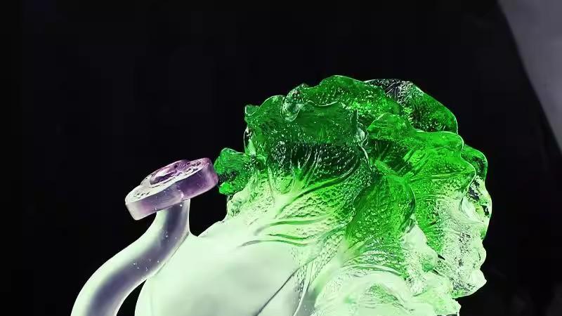 遇见古法琉璃紫如意白菜摆件，邂逅传统工艺之美