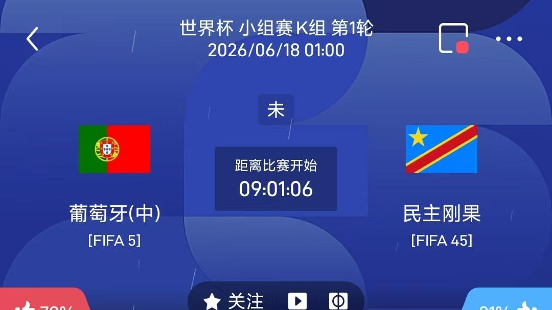 6月17日  时隔52年重返世界杯，民主刚果死拼葡萄牙。