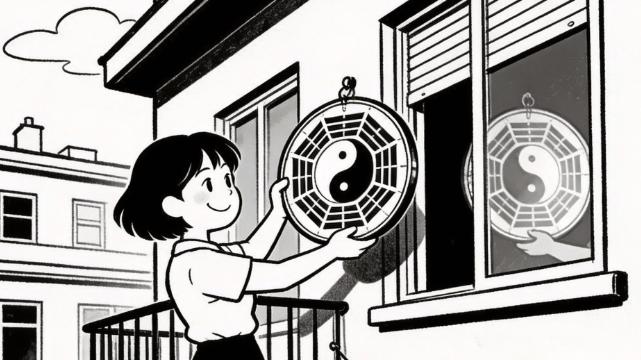 邻居投诉我晾内衣影响风水，我在阳台挂了面八卦镜