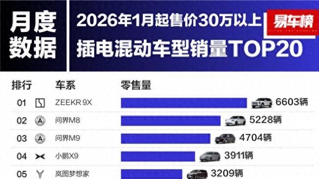 2026年1月30万+插混销量TOP20都有谁？