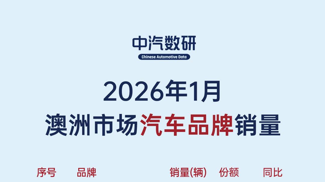 2026年1月澳洲汽车销量榜（品牌/车型）