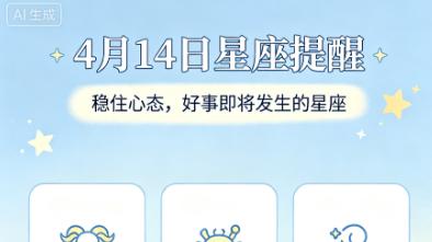 4月14 日星座提醒：稳住心态，好事即将发生