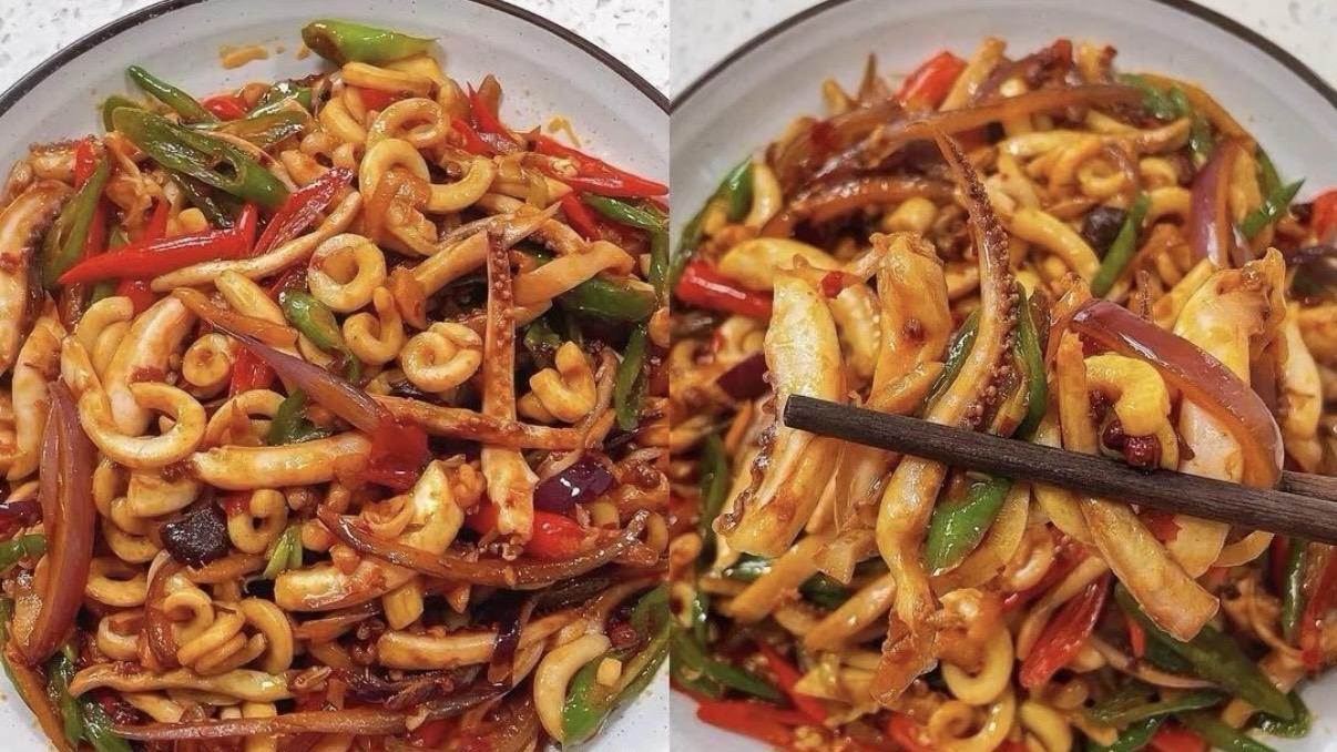 香辣爆炒鱿鱼脆嫩弹牙