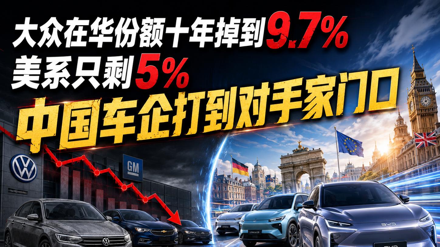 大众在华份额十年掉到9.7%、美系只剩5%，中国车企把攻防战打到对手家门口