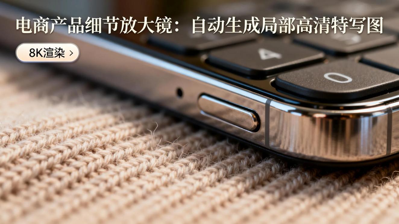 产品细节放大镜：自动生成局部高清特写图