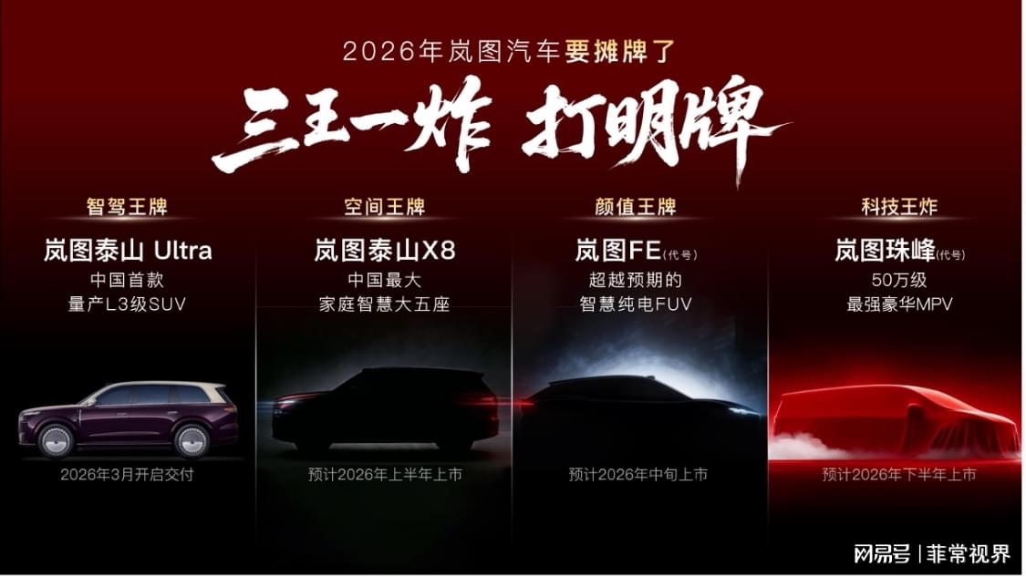 全系搭载L3！岚图2026年发布四款重磅新车