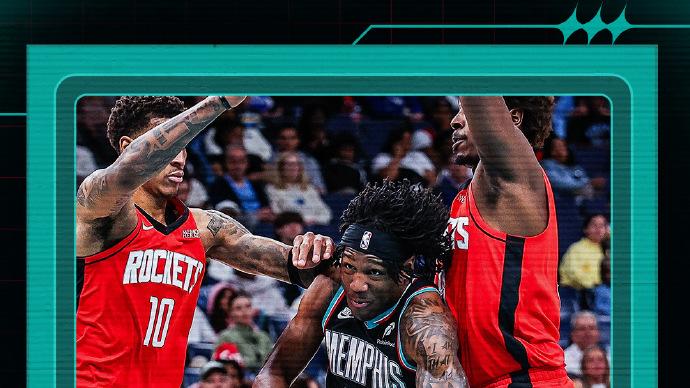 火箭三杀灰熊！杜兰特25+6+10，小史密斯21+16，小将空砍31分7板