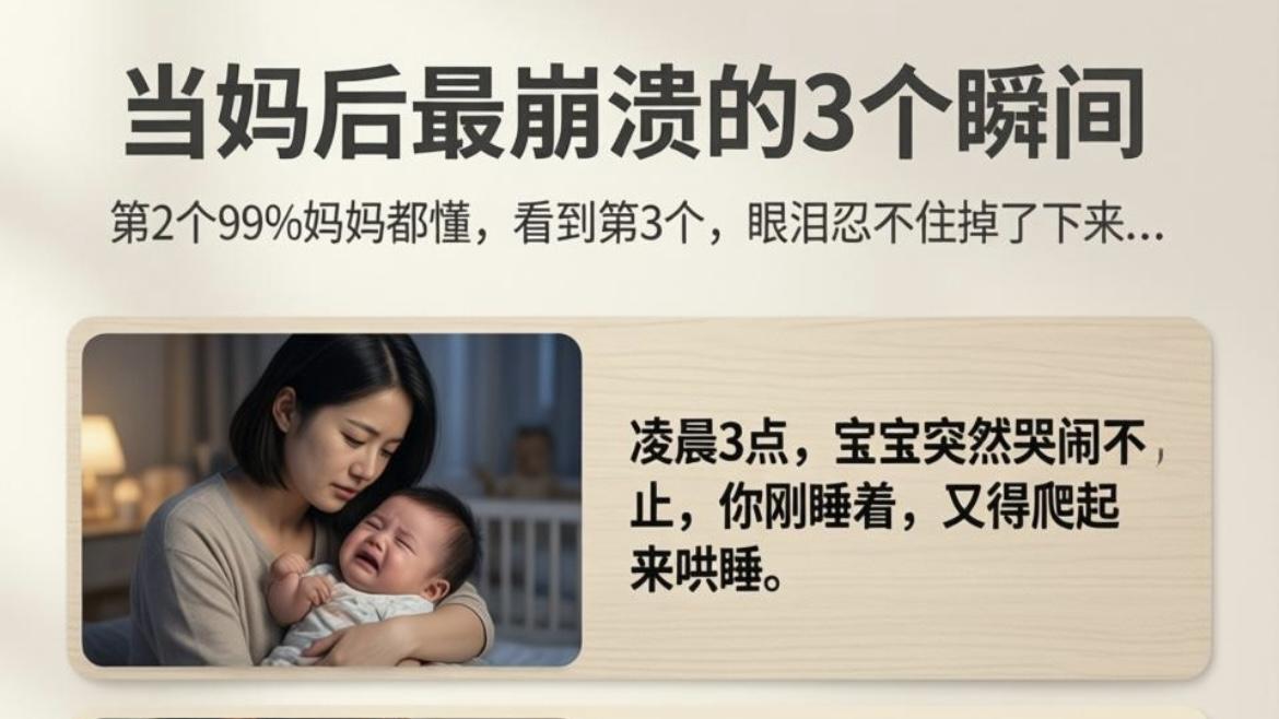 当妈后最崩溃的3个瞬间，第2个99%妈妈都懂，看到第3个，眼泪忍不住掉了下来...