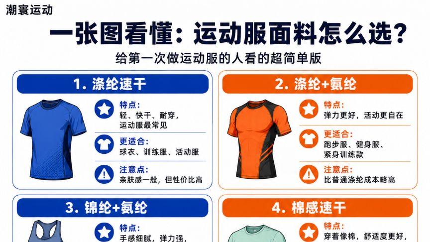 潮寰运动用一张图告诉你，运动服面料怎么选？