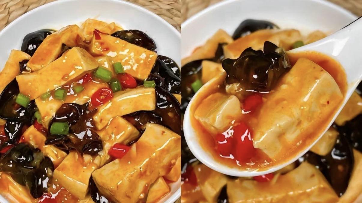 豆瓣酱炒红油焖豆腐
