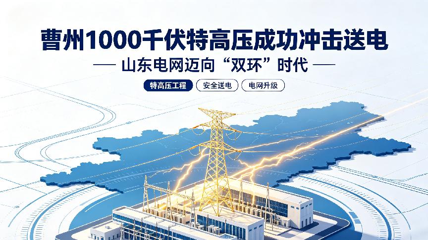 曹州1000千伏特高压成功冲击送电，山东电网迈向“双环”时代