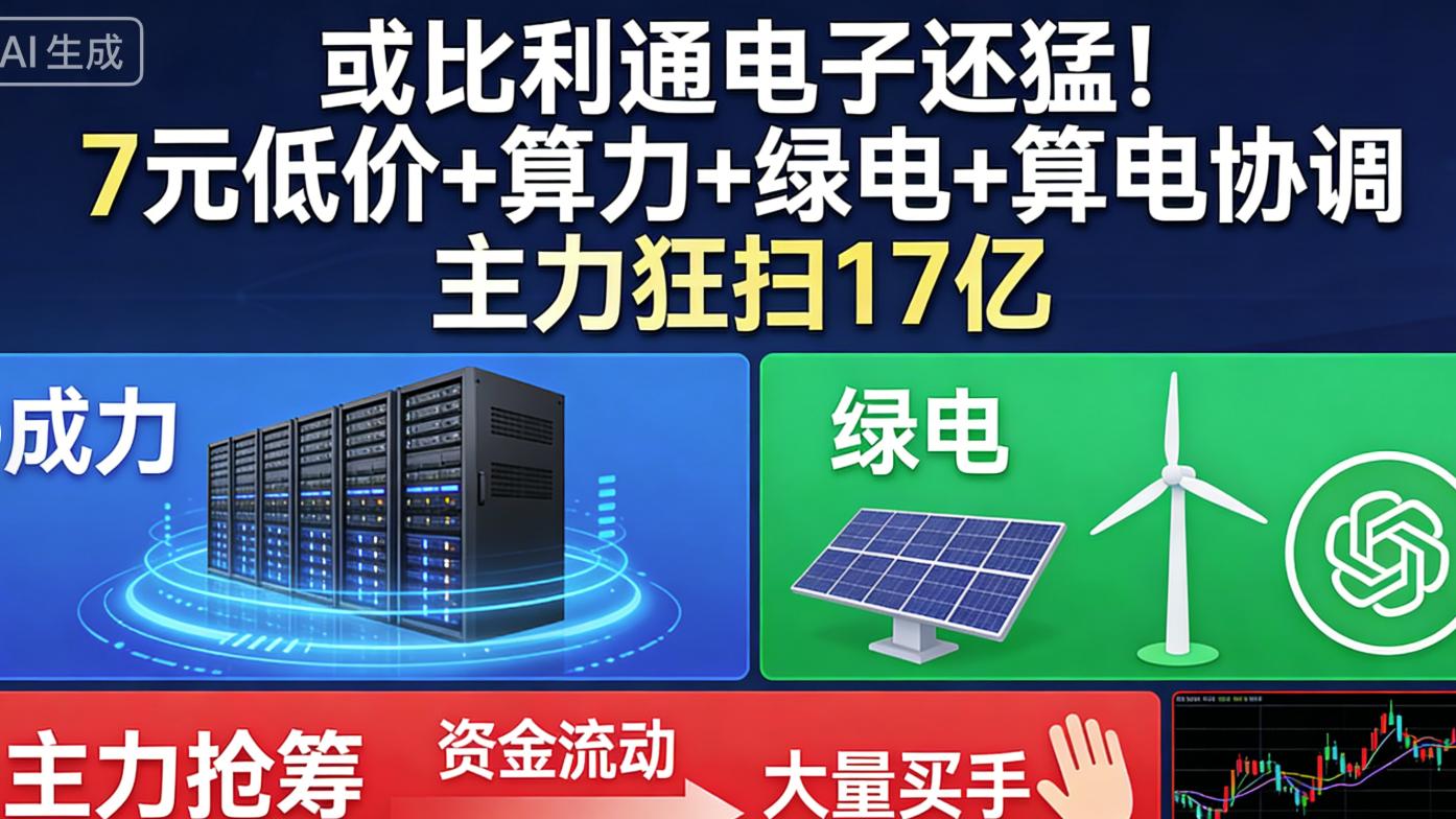 或比利通电子还猛！7元低价+算力+绿电+算电协调  主力狂扫17亿