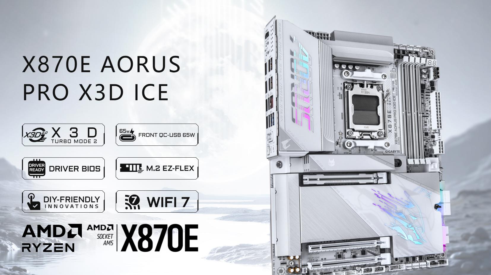 X3D配技嘉X870E X3D电竞冰雕主板，游戏干活都不妥协