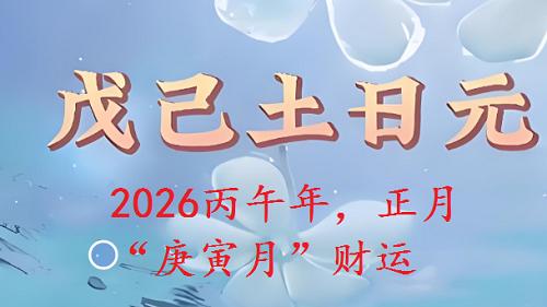日干戊己土，2026丙午年，正月“庚寅月”财运