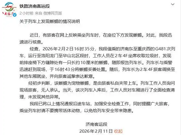 蜥蜴“爬上”高铁，车站安检要堵漏