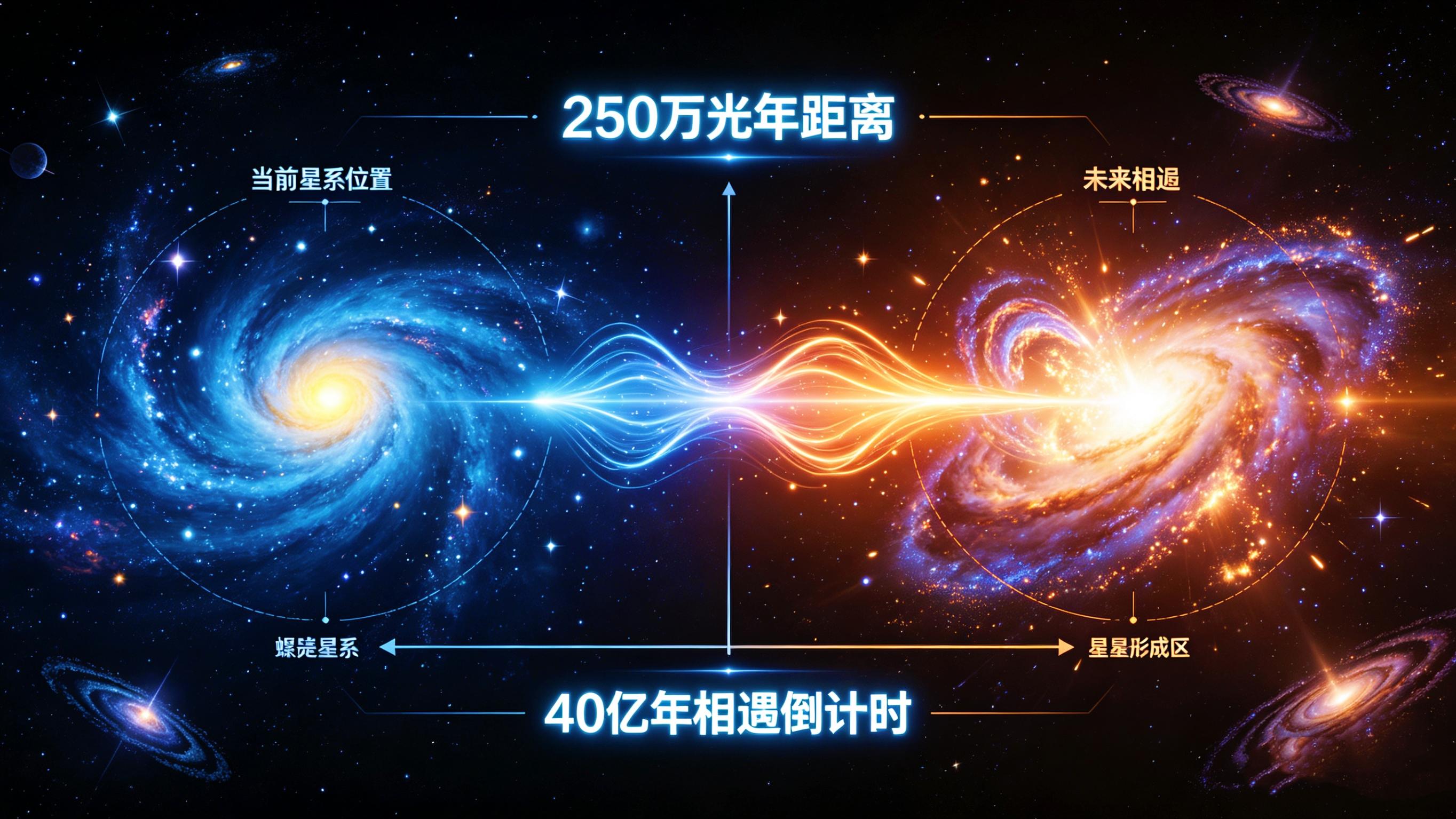 银河系与仙女座星系：一场跨越40亿年的宇宙相遇
