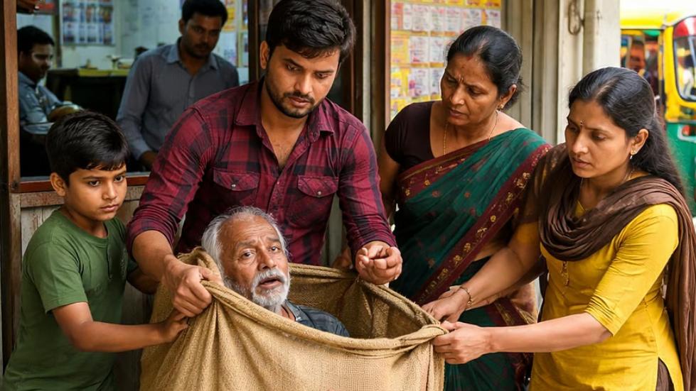 印度一家人把父亲装进麻袋寄快递，只为拍段视频，警察来了他们还在吵