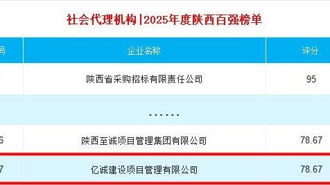 2025年度陕西省社会代理机构百强榜单发布！
