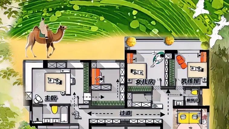 收纳是一道光，照亮370㎡六居，不拼奢华拼格局，炼成家装一座美术馆！