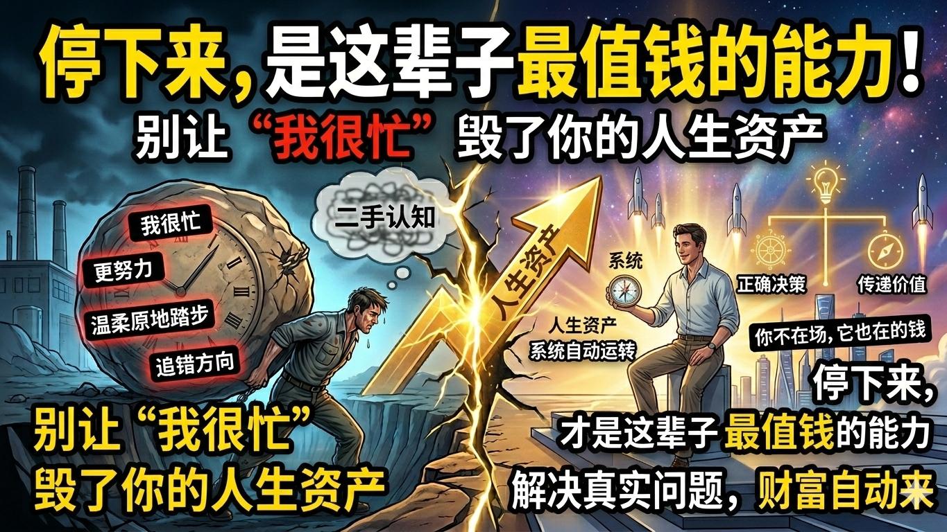 停下来，是这辈子最值钱的能力！别让“我很忙”毁了你的人生资产