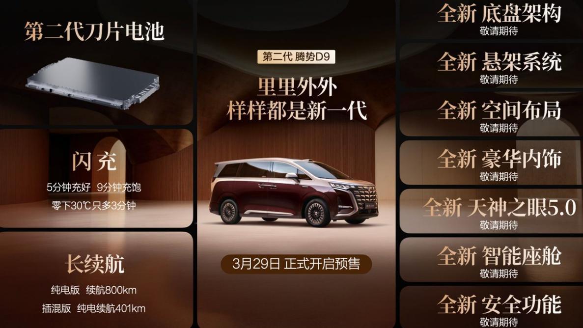 全球首搭闪充技术的MPV，第二代腾势D9有多强？预售仅38.98万元起