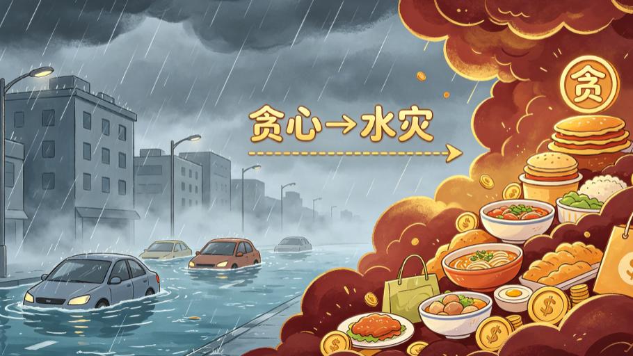 【修行】暴雨洪水是何因，知足常乐戒贪心