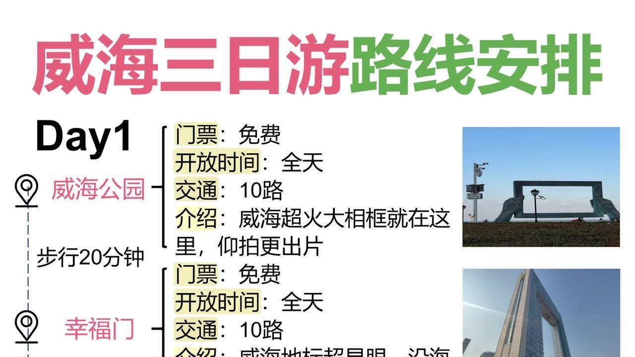 威海海边旅游，三日游路线安排