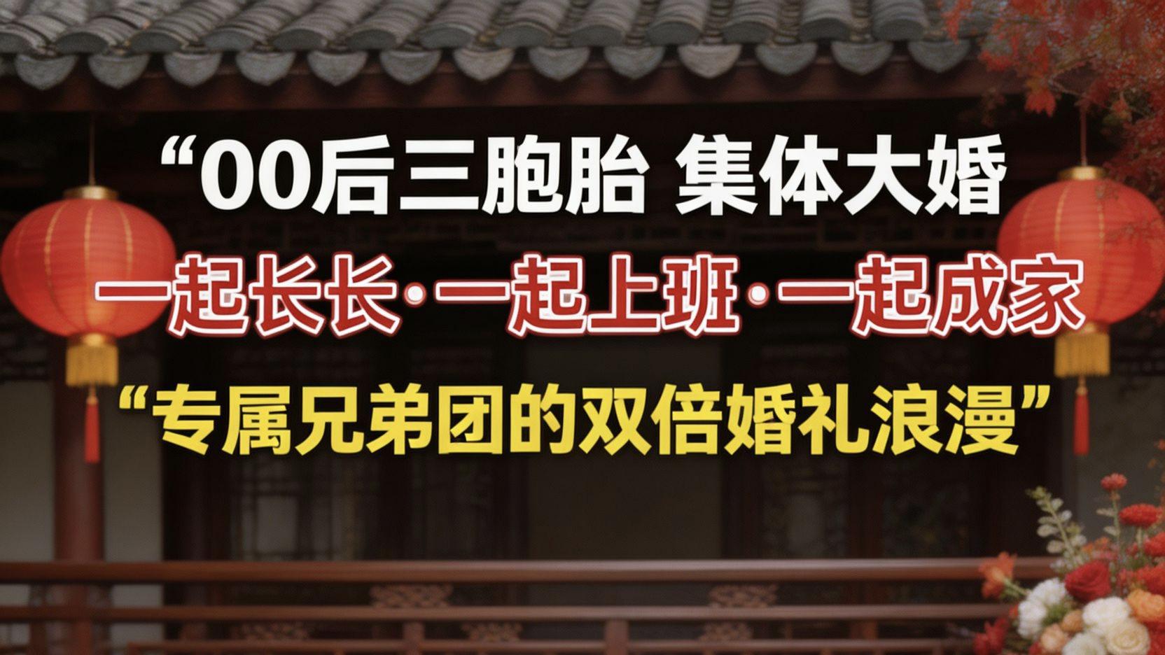 00后三胞胎同日结婚，这才是亲情最美的样子