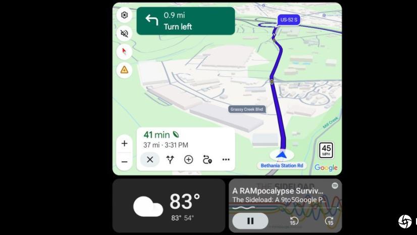 Google Maps Android Auto大字号街道标签，路线更清晰