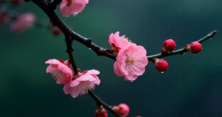 梅月听雨：雨洗胭脂，风摇清寒
