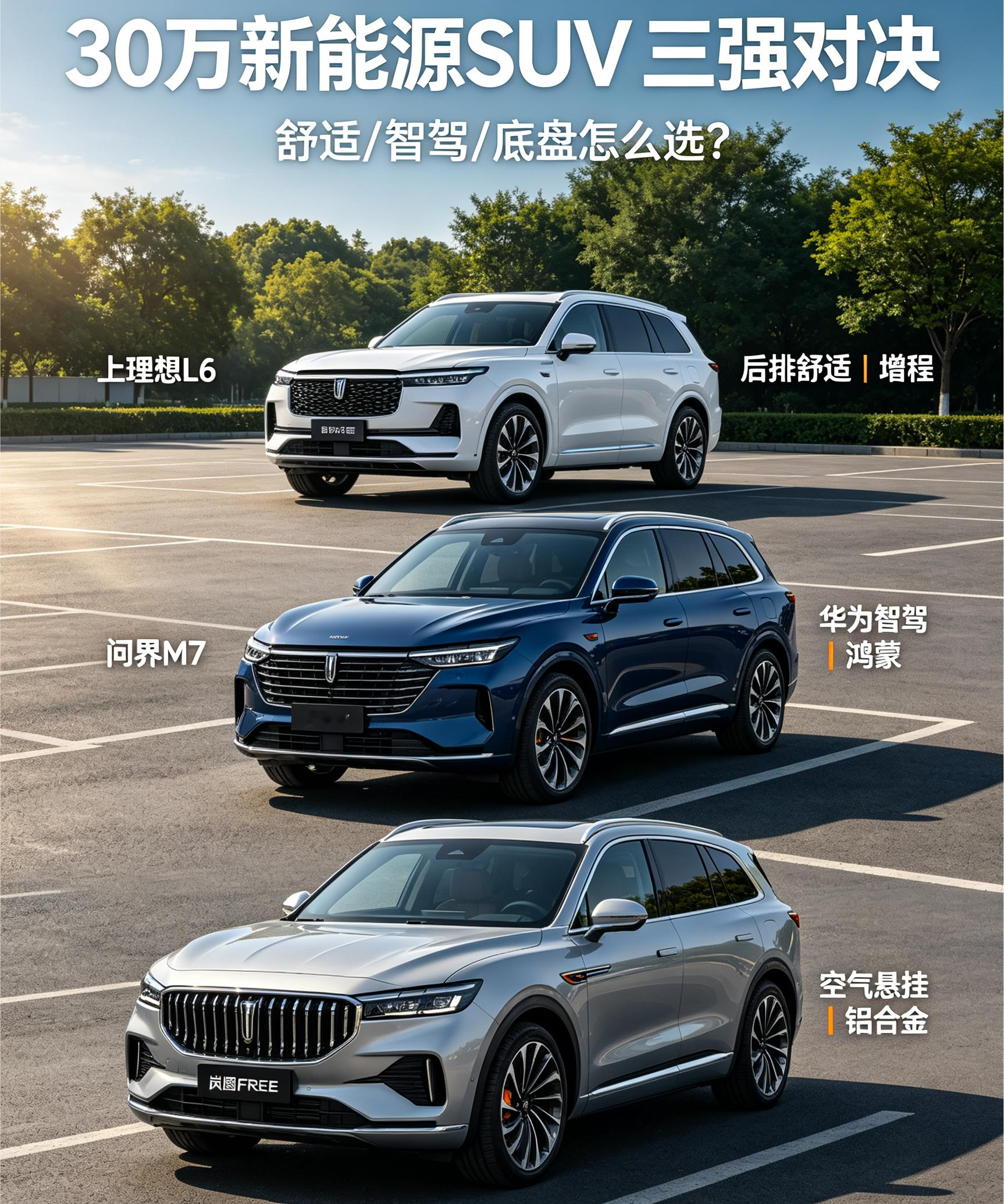 30万级新能源SUV，理想L6/问界M7/岚图FREE怎么选？ 30万...