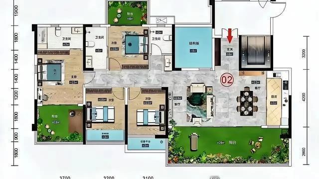 极致设计：私梯入户+三阳台！把花园搬进家