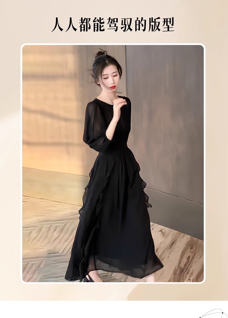 OOTD法式赫本风黑色连衣裙女夏季