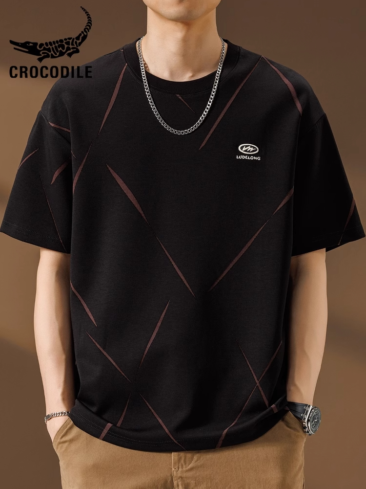 鳄鱼恤莫代尔休闲百搭短袖t恤男