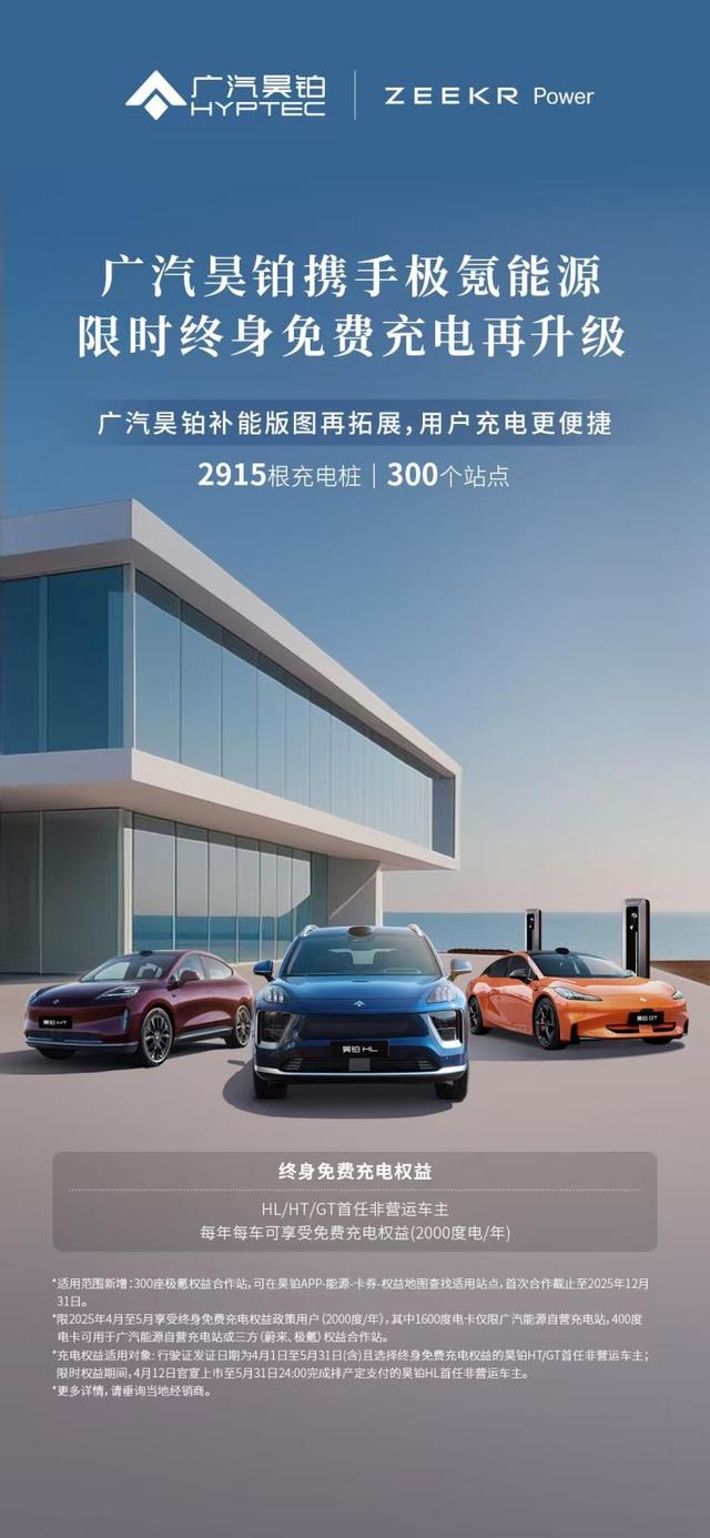 继合作蔚来后，广汽昊铂携手极氪，终身免费充电版图再扩展！