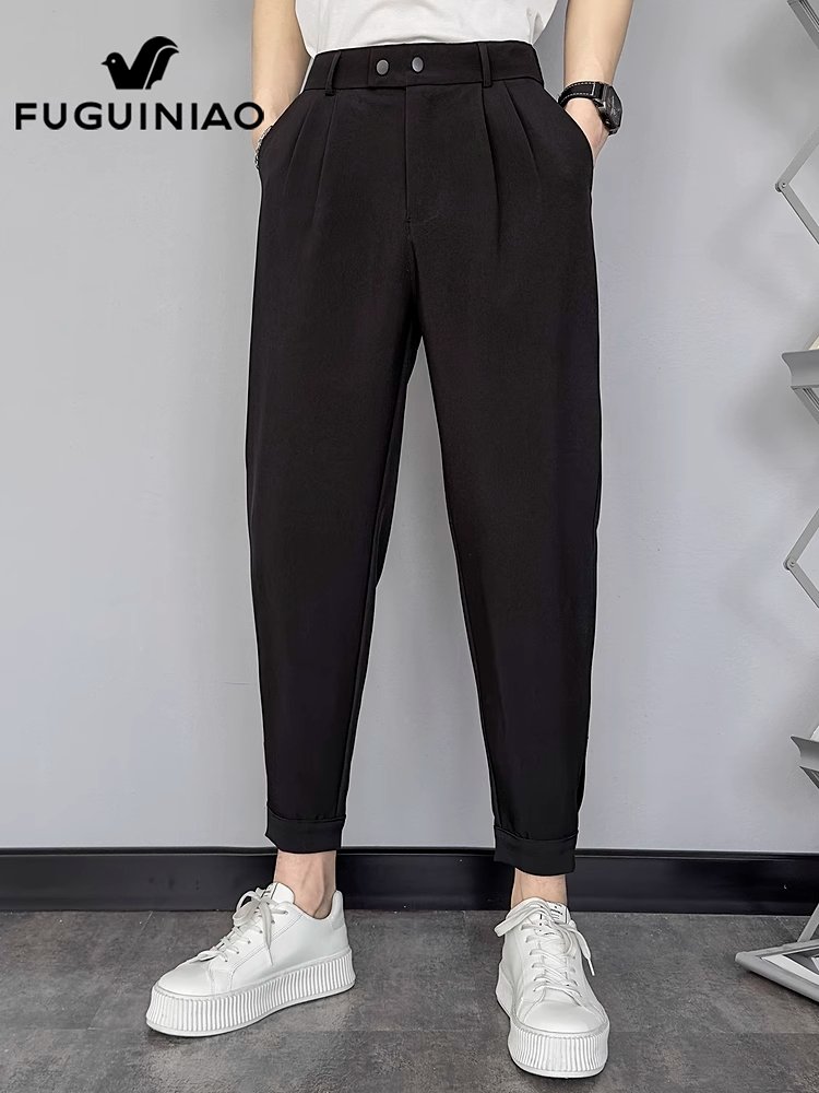 富贵鸟男士黑色西装裤