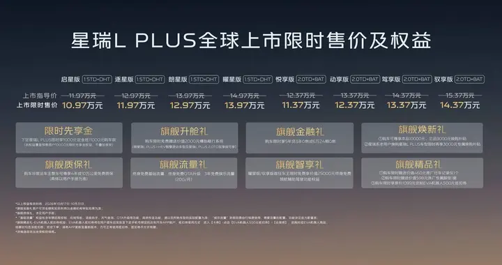 中国旗舰家轿迈入智混3L时代！吉利星瑞L PLUS上市限时10.97万元起