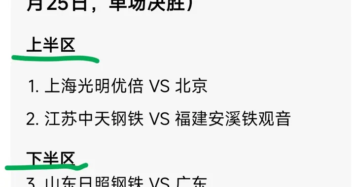全锦赛八强对阵形势和赛程出炉！天津对阵浙江！江苏对阵福建！