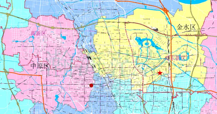 郑州市市区简图，海拔地图，另附六个市辖区简图