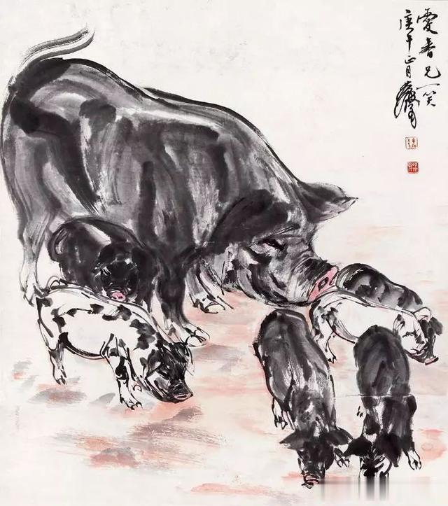 国画大师黄胄笔下的猪︱别有意趣！