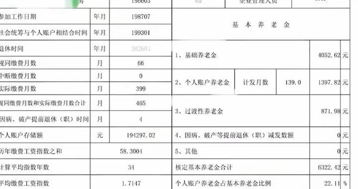 工龄38.75年，个账194297.02元，2026年3月退休，养老金有多少