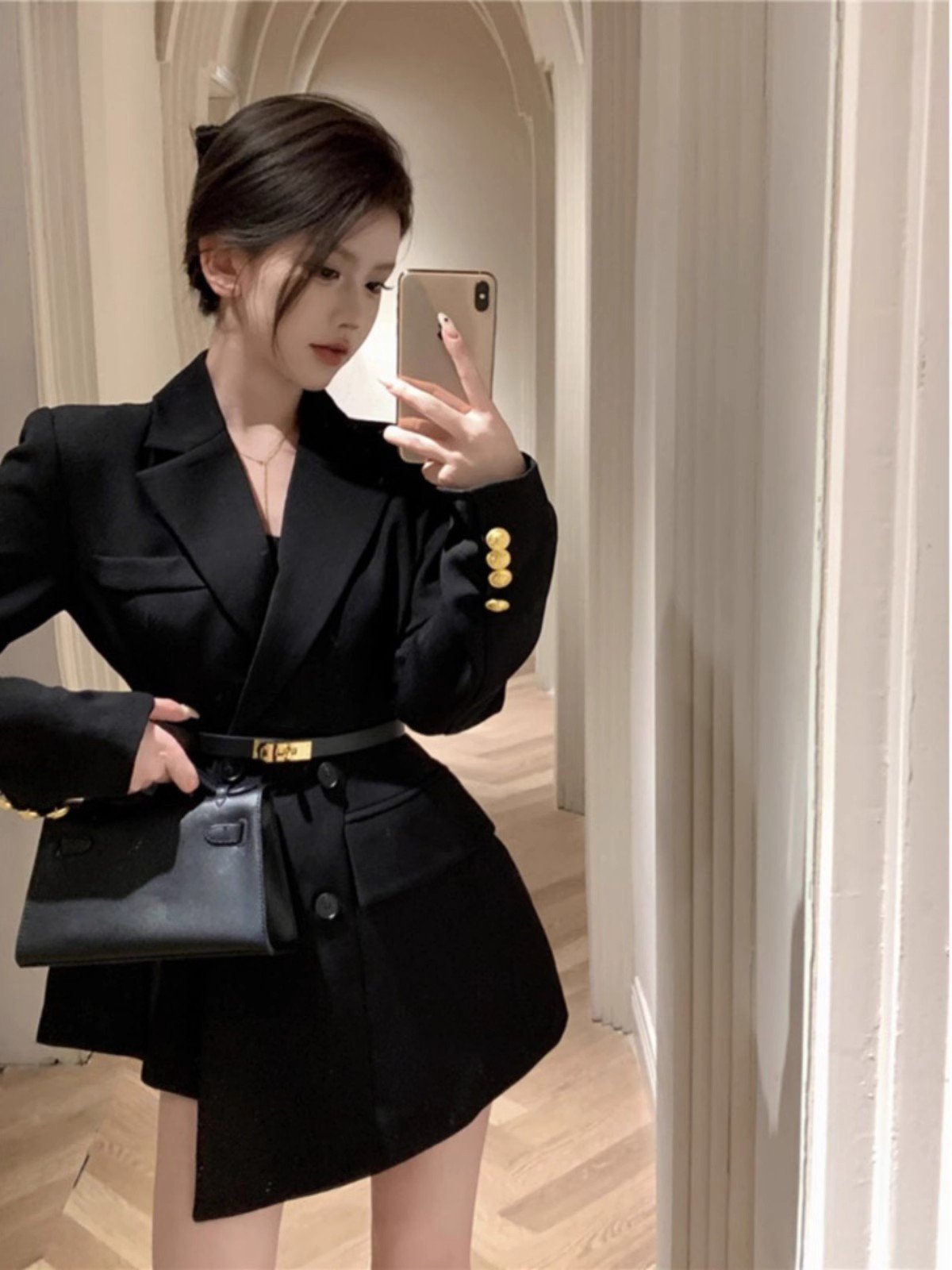 高级感轻奢气质名媛西装连衣裙女秋季赫本风