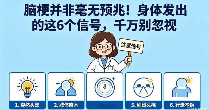 脑梗从不是突然发生！身体提前发出的6个预警信号，千万别忽视