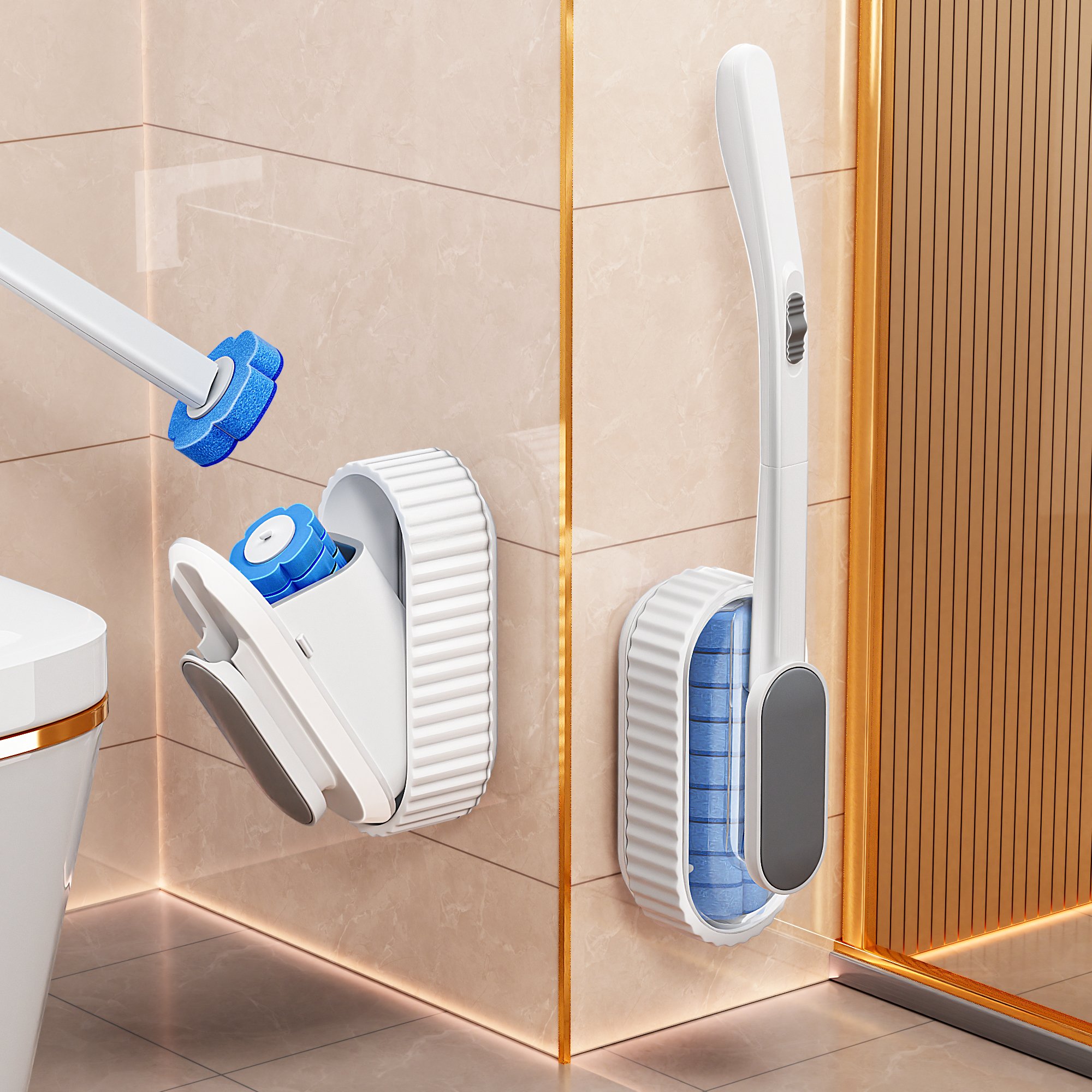 用自动翻盖壁挂一次性马桶刷马桶锃光瓦亮