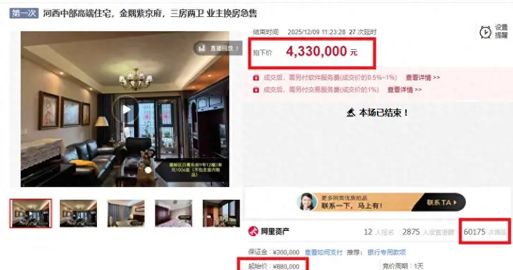 起拍单价八千？南京河西神盘加价345万成交！这操作你看懂了吗？