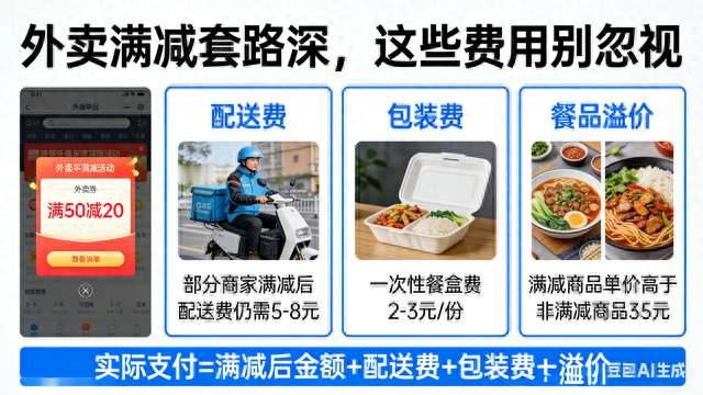 外卖满减全是套路！30减5实际只省1块，很多人天天被坑