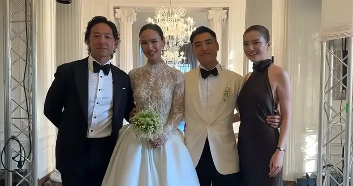 吴千语摩纳哥参加婚礼，一袭黑色长裙很高级，漂亮又不抢新娘风头