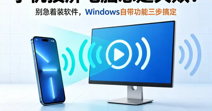 手机投屏电脑总是失败？别急着装软件，Windows自带功能三步搞定