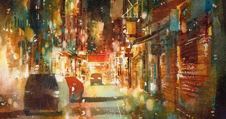 硕士独画“夜景”，用水彩定义光影，狂赚209万，这朦胧感美极了