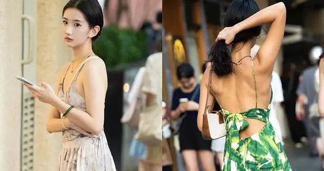 被上海女生街拍圈粉了，满大街都是“吊带裙”，清凉又时尚